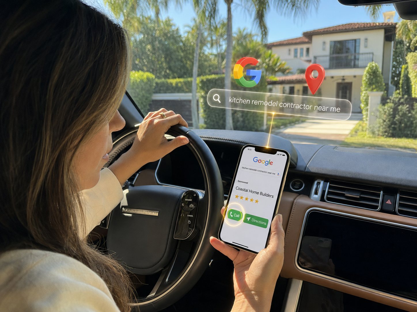 Google search ad for a contractor showing on a phone